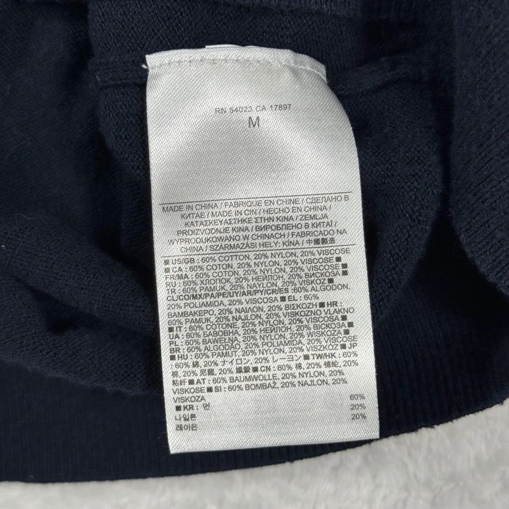 Banana Republic Luxe Sweater Mens Medium Navy Blue V-Neck Cotton Blend Pullover